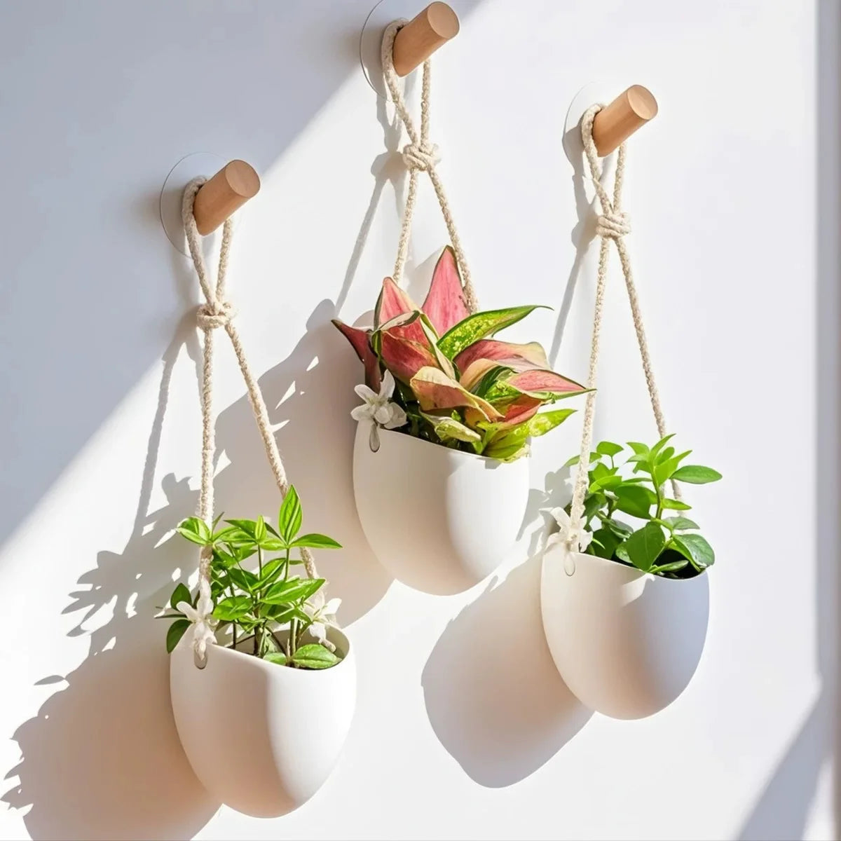 Hanging Vase Wall Planter | White Ceramic Finish | 11 cm | Modern Decor for Plants & Succulents
