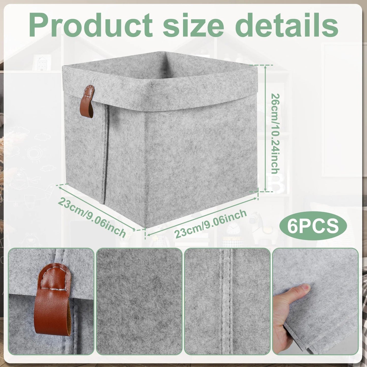 6-Piece Felt Storage Basket Set | 12L Foldable Organizers for Home & Closet