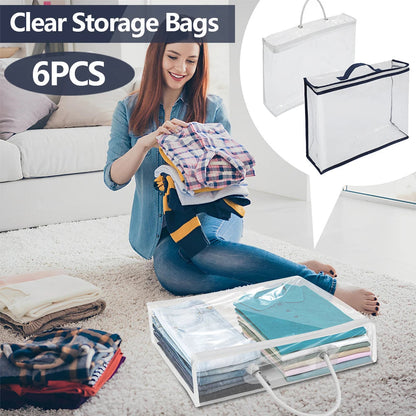 Transparent Storage Bag Set | Waterproof PVC | Dustproof | 6-Piece Organizer | 40 x 30 x 10 cm