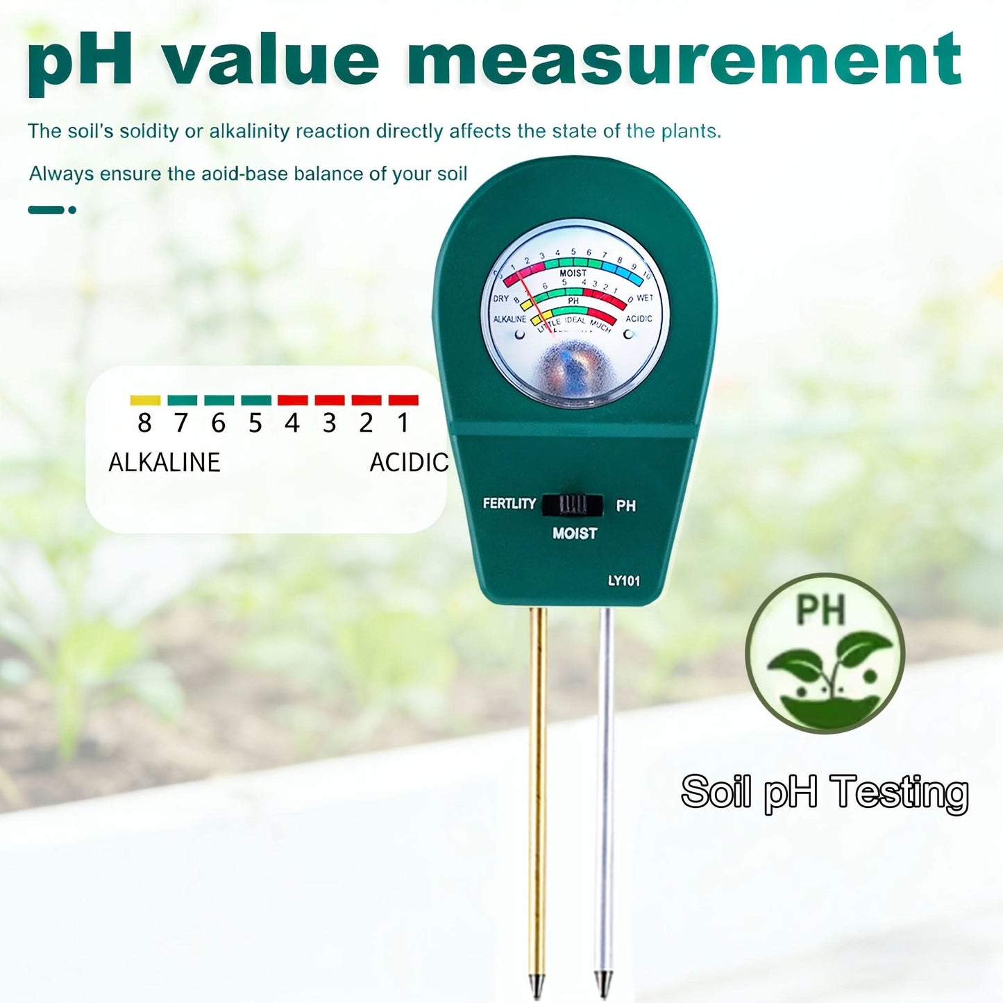 Three-in-One Soil Tester for Garden Use