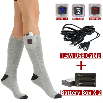 Heated Socks with USB Recharge – Adjustable Temperature for Men & Women
