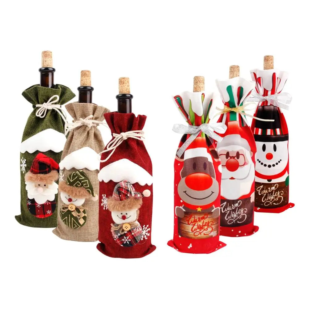 Wine Bottle Cover for Christmas Decoration 2025 | Fabric Sleeve for Wine and Champagne Bottles | Perfect Gift & Table Decor for Christmas & New Year 2026