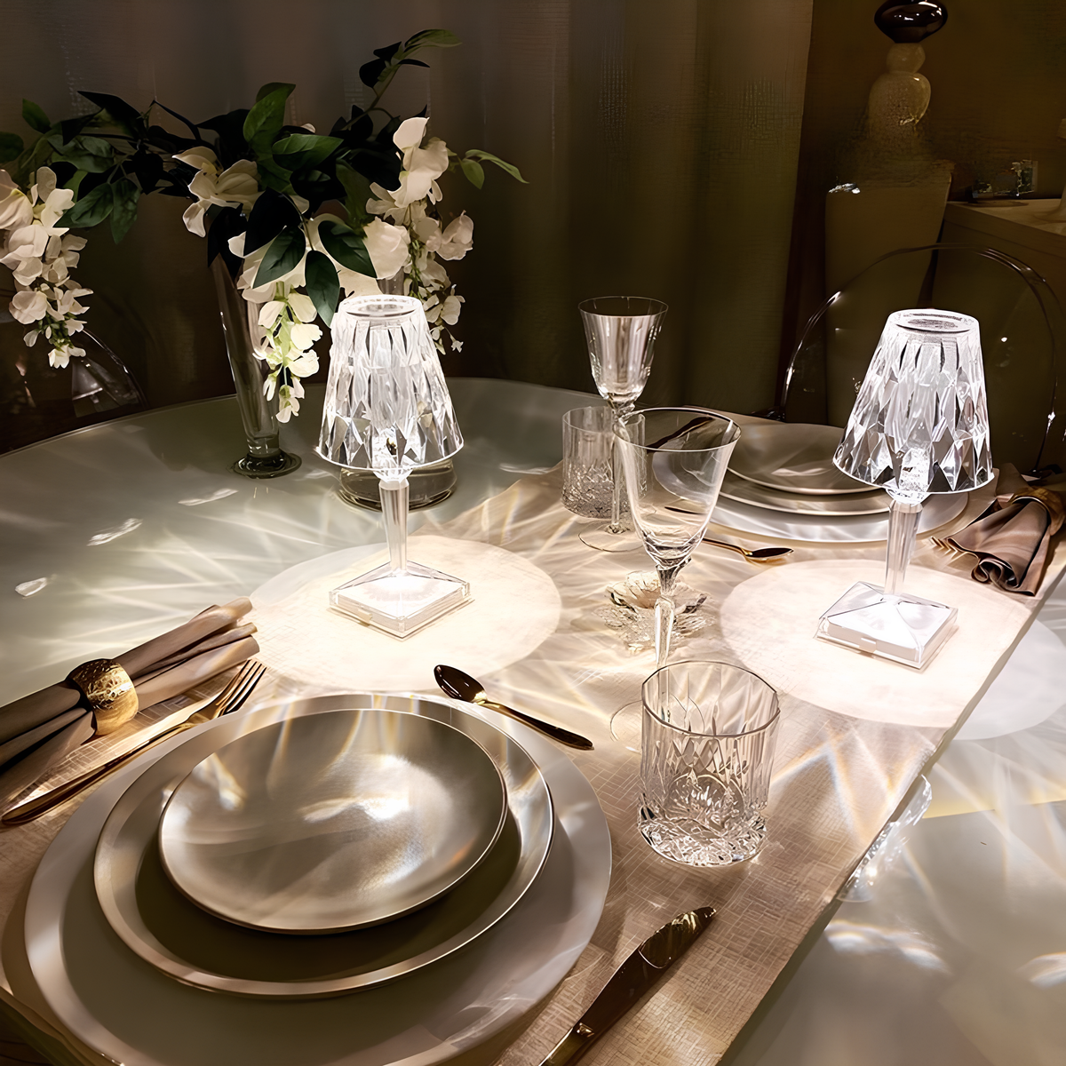 Chic LED Accent Lamp with Touch Control and Rechargeable Design