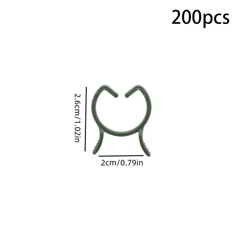Garden Plant Clips Set with 100/200 Pieces | 3 Sizes | Green Holders