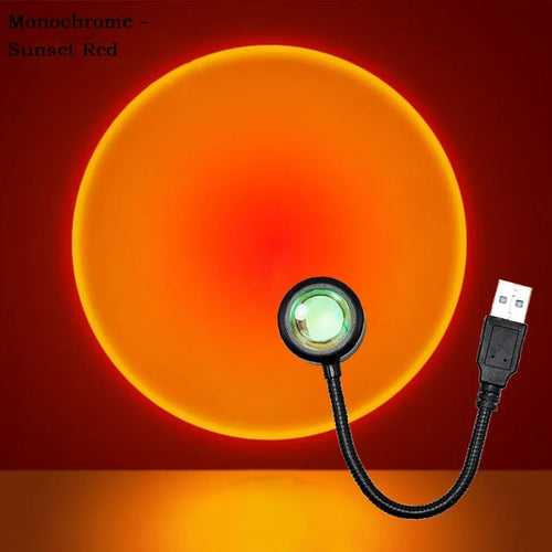 USB LED Projector for Sunset and Rainbow Effects – 13 Color Modes, 360° Rotation