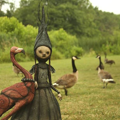 Dark Resin Witch Figurines for Halloween and Gothic Home Decor