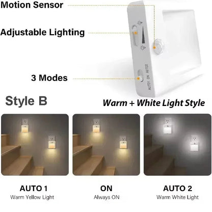 LED Night Light with Motion and Dusk Sensor – Dimmable, Energy Efficient for Bedroom, Hallway & Bathroom – EU Plug