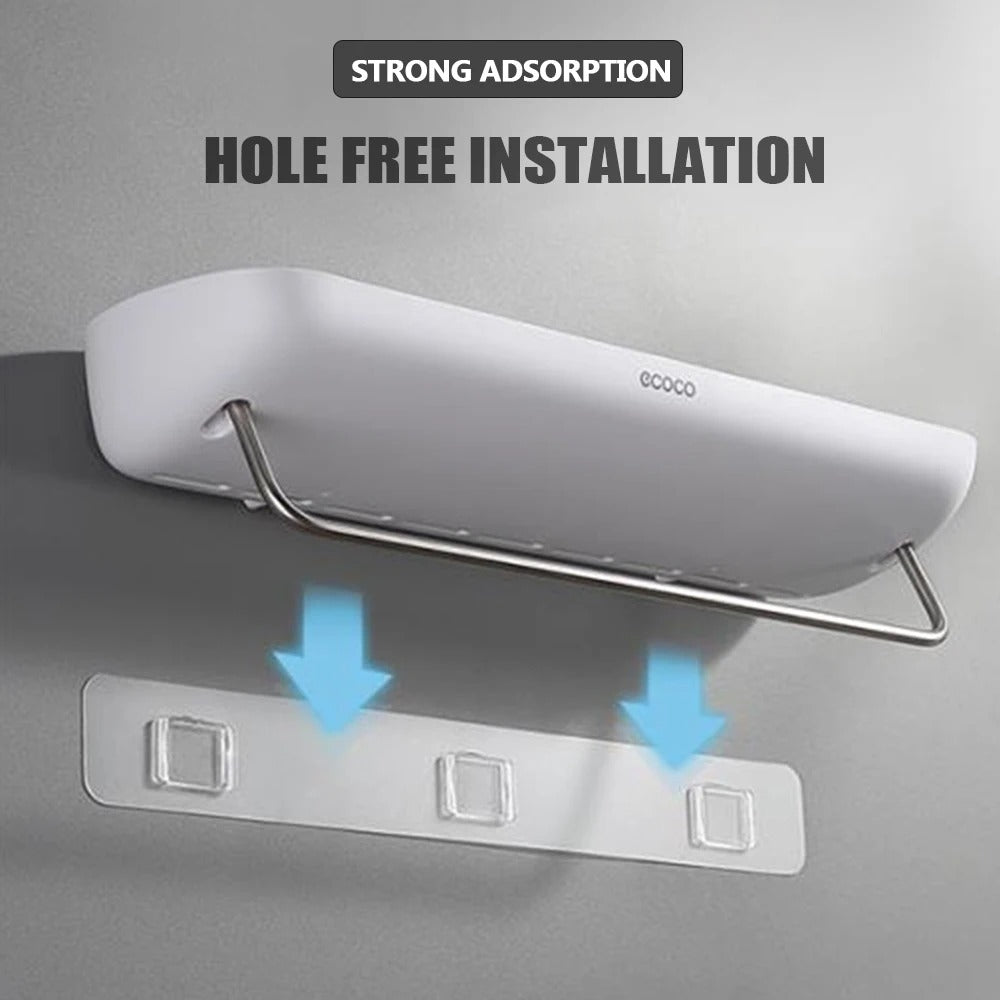 Wall-Mounted Shower Organizer with Towel Holder and Drainage – No Drilling Required