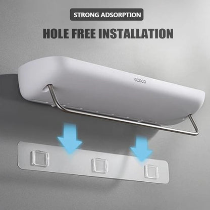 Wall-Mounted Shower Organizer with Towel Holder and Drainage – No Drilling Required