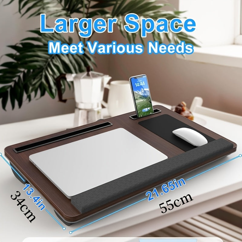 Ergonomic Laptop Stand with Wrist Support and Device Compartments