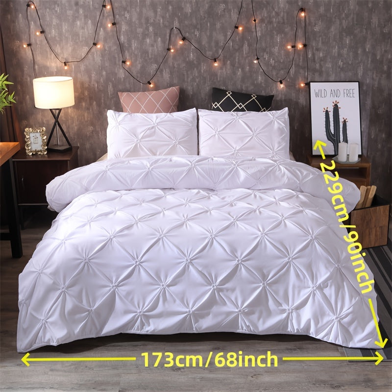 Pintuck Pattern White Quilt Cover Set