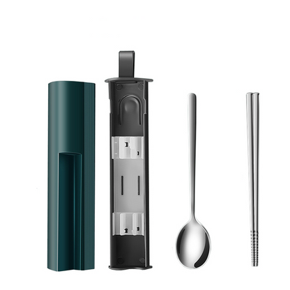 Compact Travel Utensil Set with Carry Case