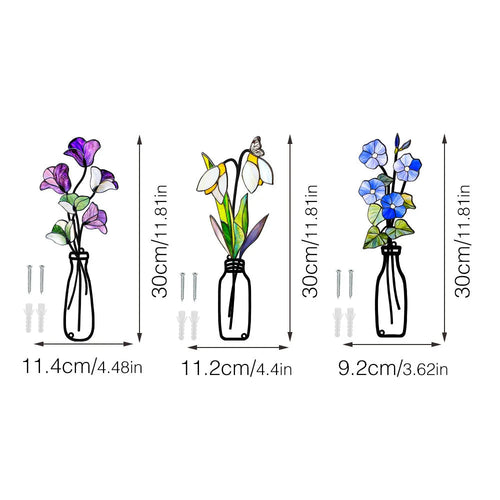 Set of 3 Scandinavian Metal Wall Plant Holders - Clip-On Design
