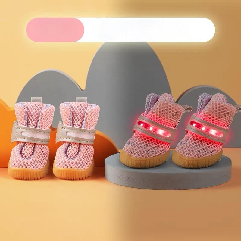BrightPaw Light-Up Dog Booties - Set of 4 with Non-Slip Sole