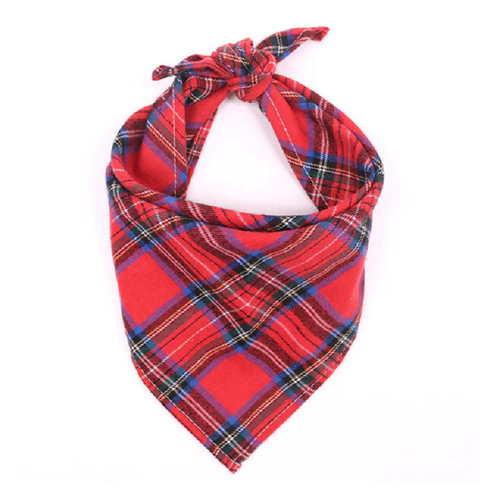 Plaid Dog Bandana in Red and Black for Pets