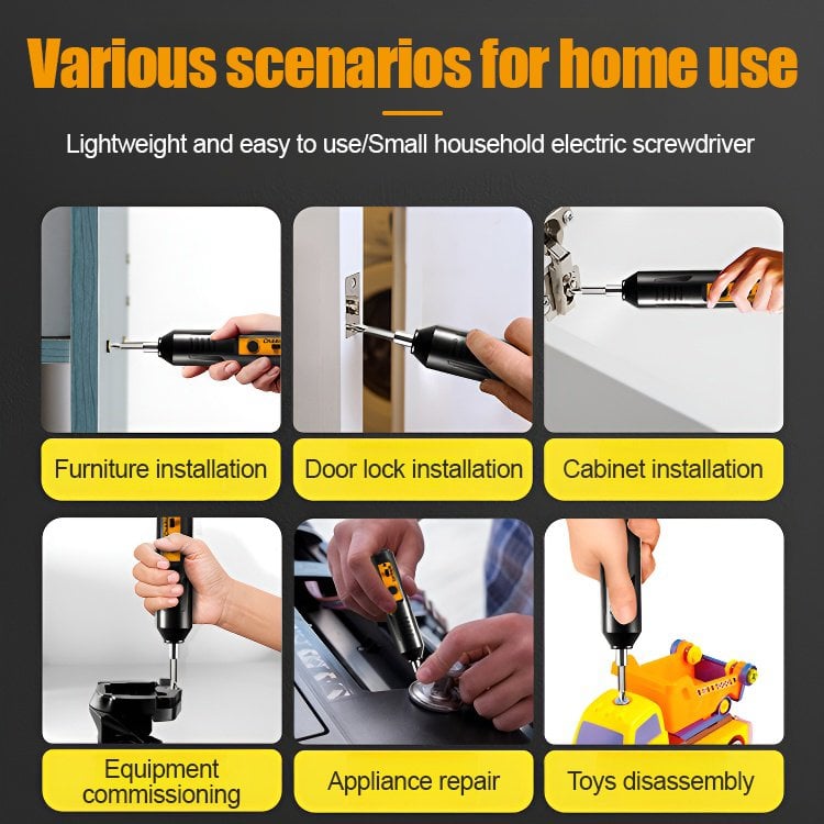 Compact Electric Screwdriver with Versatile Bit Set for Home Use