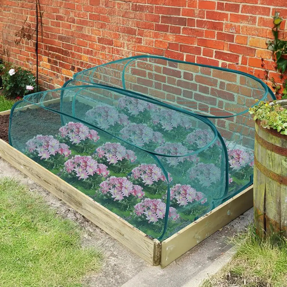 Foldable Plant Cage with Ground Anchors | Garden Raised Bed Protection Net