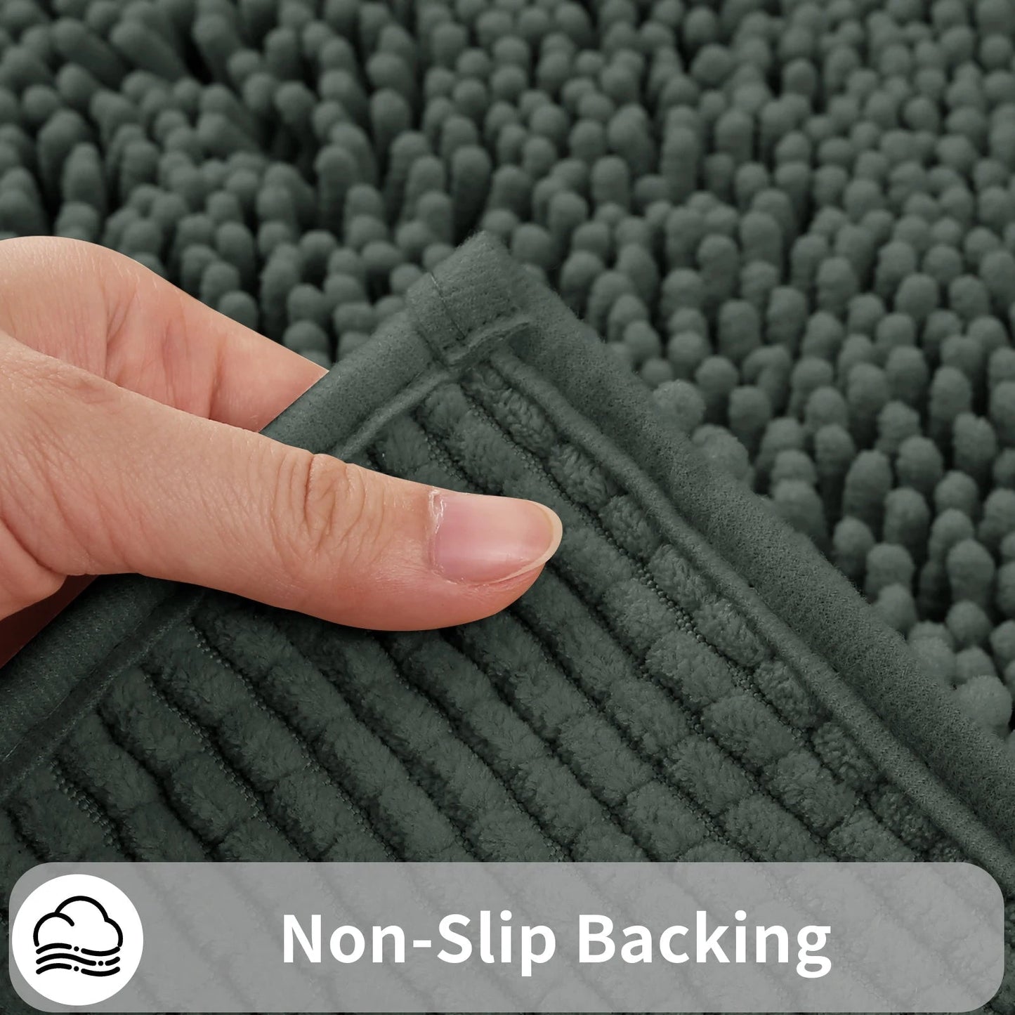 U-Shaped Toilet Mat – Chenille Bath Rug with High Absorbency, Non-Slip, Machine Washable, Soft and Cozy