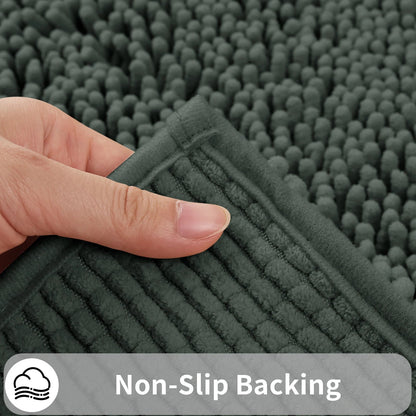 U-Shaped Toilet Mat – Chenille Bath Rug with High Absorbency, Non-Slip, Machine Washable, Soft and Cozy