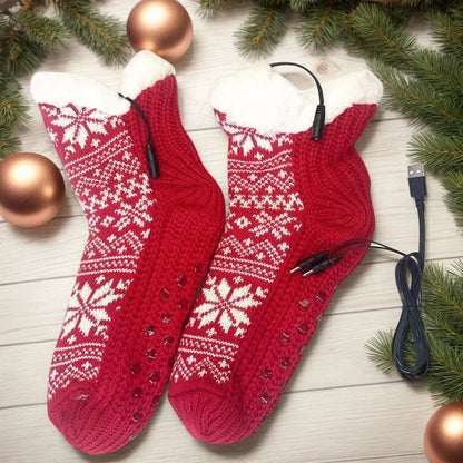 USB Heated Socks – Cozy Knitted Design, Non-Slip, Perfect for Home and Office