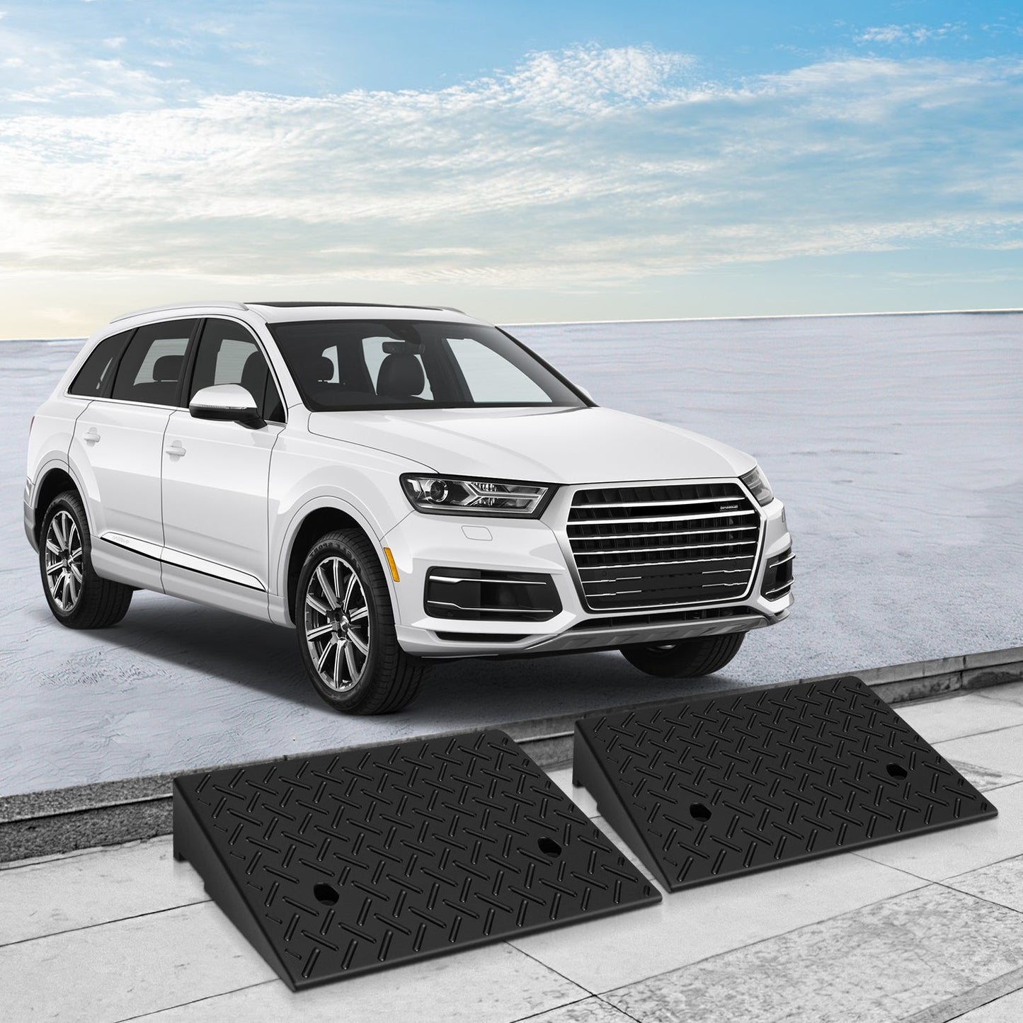 Rubber Access Ramp Set of 2 for Curbs - 3 Ton Capacity