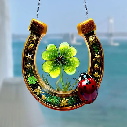 Double-Sided Horseshoe Sun Catcher Pendant | 20 cm Window & Garden Decor