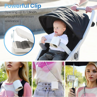 Compact Rechargeable Mini Clip Fan | 6.2 x 4.5 x 6.3 cm | 100 Speed Levels