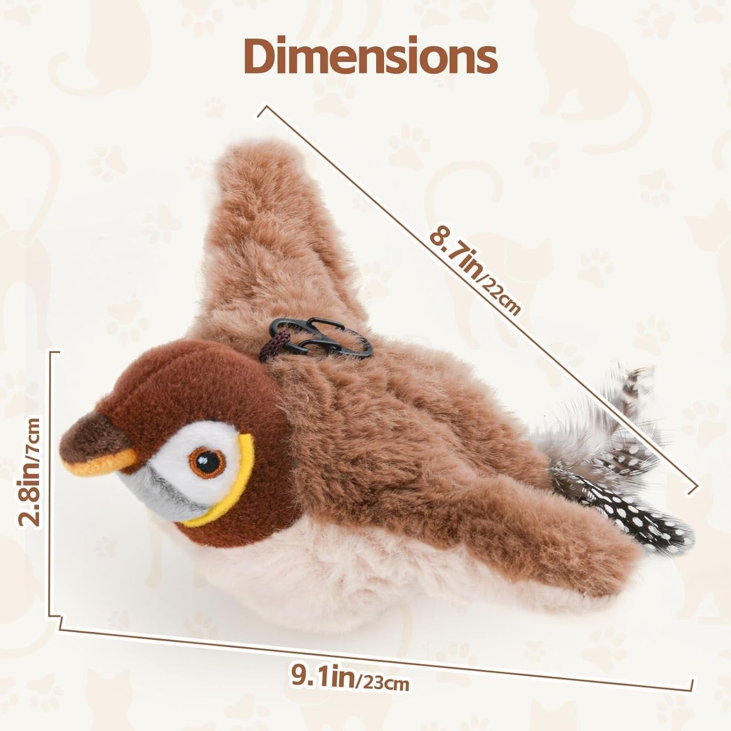 Engaging Cat Toy with Fluttering Wings | Motion Sensor & Bird Sounds | Rechargeable