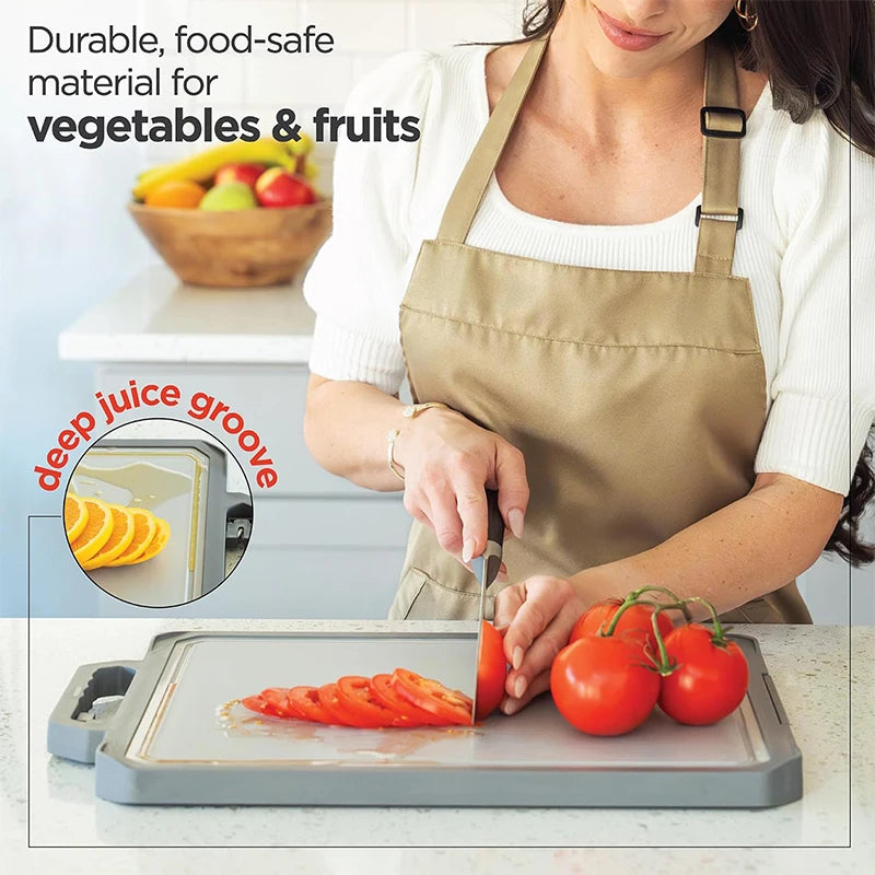 Dual-Sided Stainless Steel Cutting Board | 304 Grade | Includes Knife Sharpener