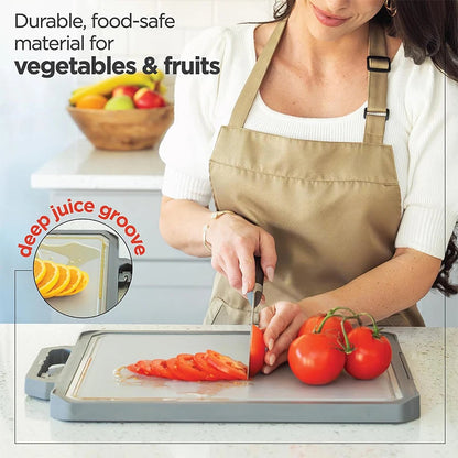 Dual-Sided Stainless Steel Cutting Board | 304 Grade | Includes Knife Sharpener