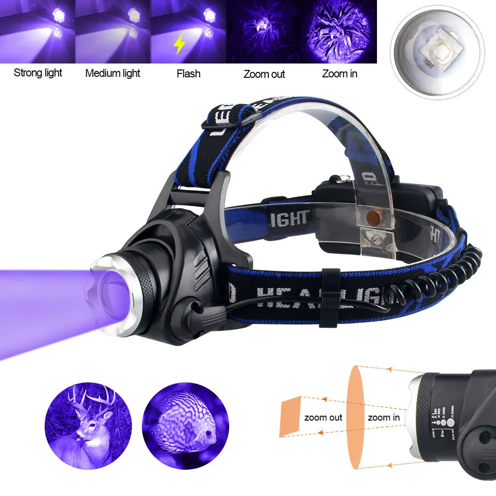 LED Headlamp for Stealth Hunting with UV Blood Detection
