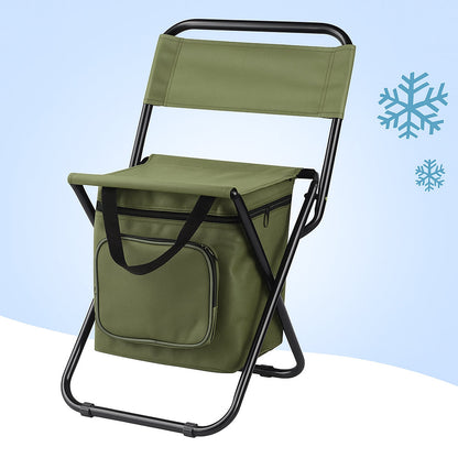 Folding Camping Chair with Backrest and Cooler Bag for Outdoor Use