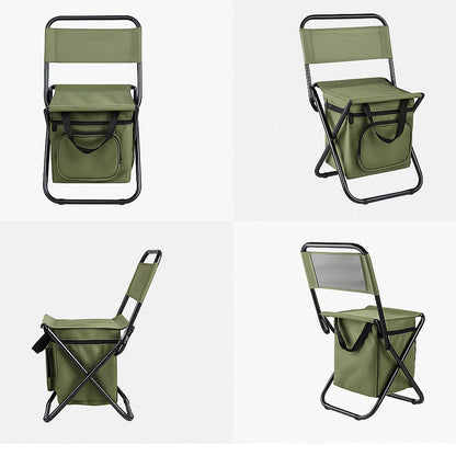 Folding Camping Chair with Backrest and Cooler Bag for Outdoor Use