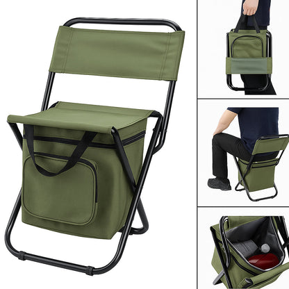 Folding Camping Chair with Backrest and Cooler Bag for Outdoor Use