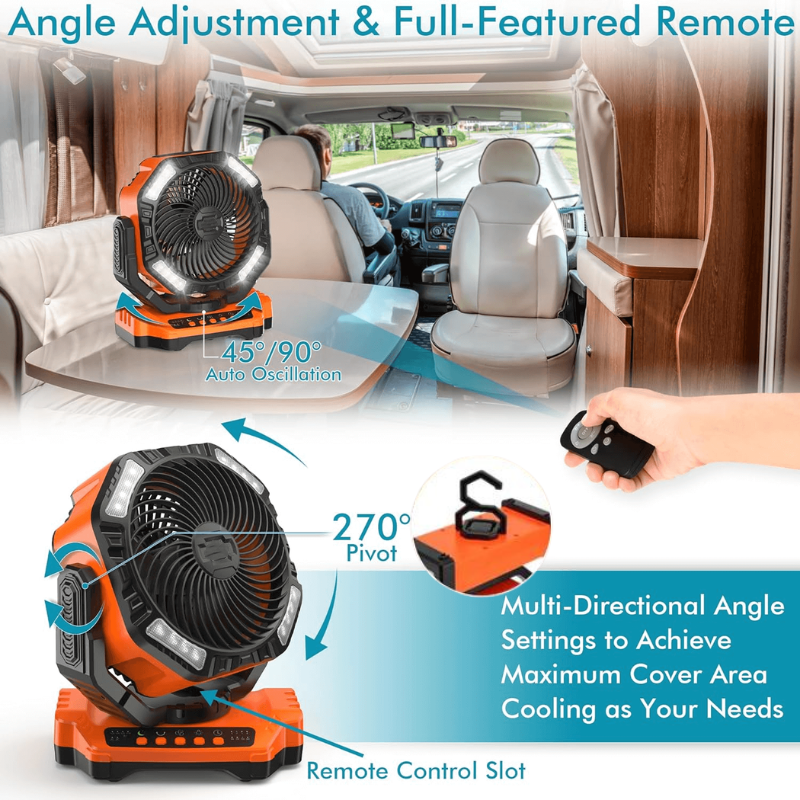 Portable 3-in-1 Camping Fan with Cordless Design