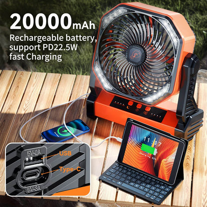 Portable 3-in-1 Camping Fan with Cordless Design
