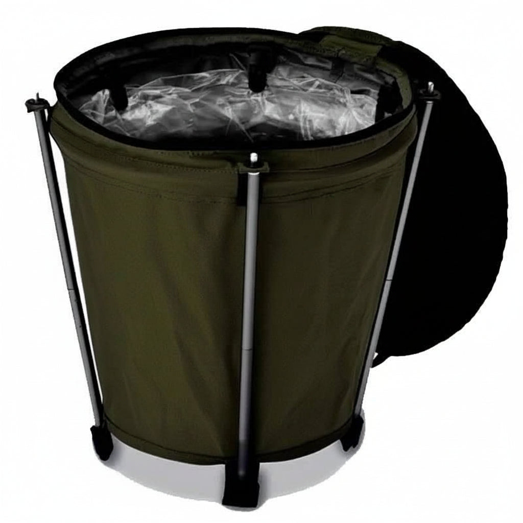 Collapsible 20L Outdoor Trash Can with Waterproof Liner and Zippered Top