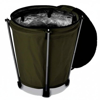 Collapsible 20L Outdoor Trash Can with Waterproof Liner and Zippered Top