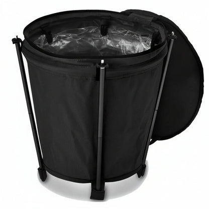 Collapsible 20L Outdoor Trash Can with Waterproof Liner and Zippered Top
