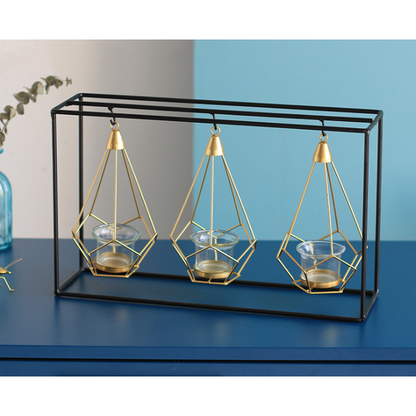 Elegant Geometric Candle Display with Dual-Purpose Design