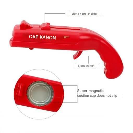 Cap-Launching Bottle Opener with 16-Meter Range