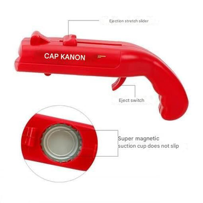Cap-Launching Bottle Opener with 16-Meter Range