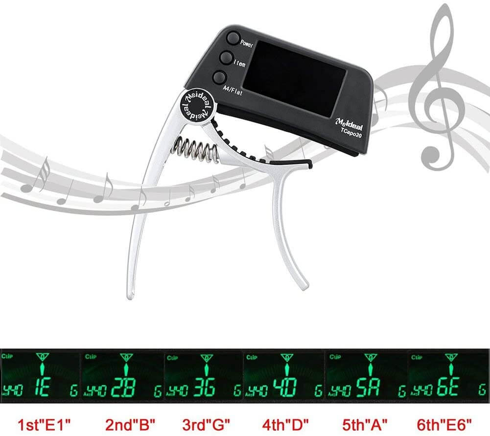 2-in-1 Guitar Capo and Tuner with LCD Display - TuneGrip
