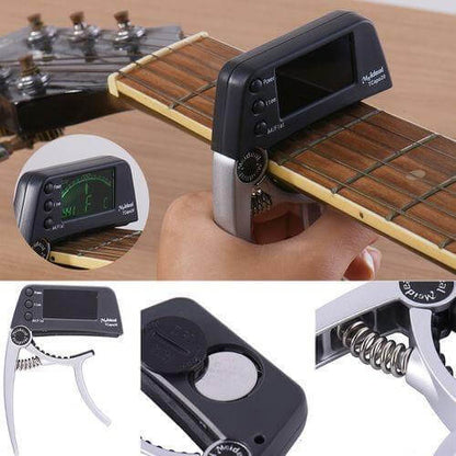 2-in-1 Guitar Capo and Tuner with LCD Display - TuneGrip