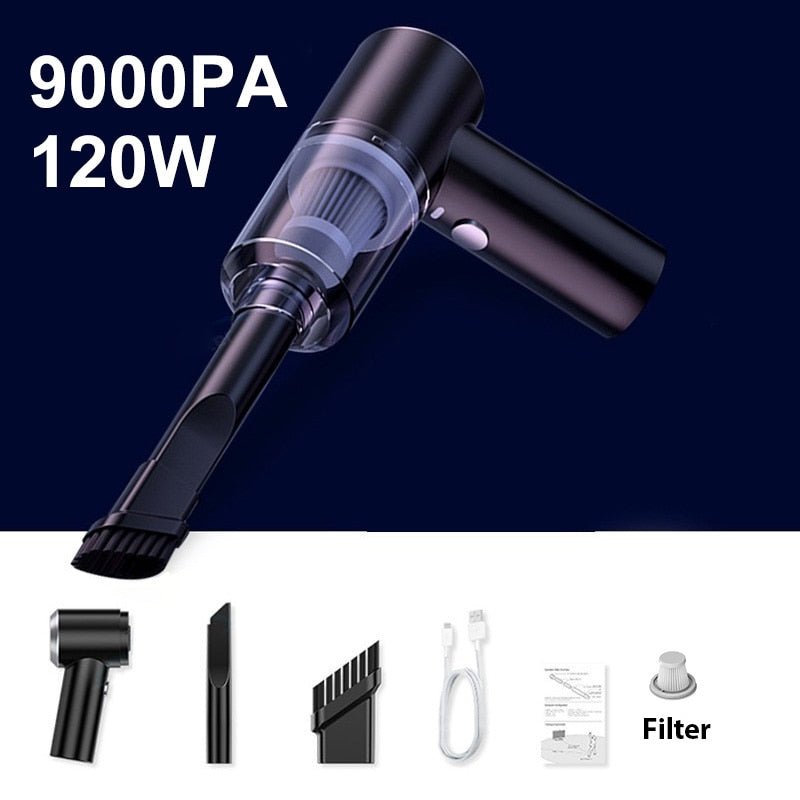 Compact Cordless Car Vacuum Cleaner | 9000 Pa Suction Power