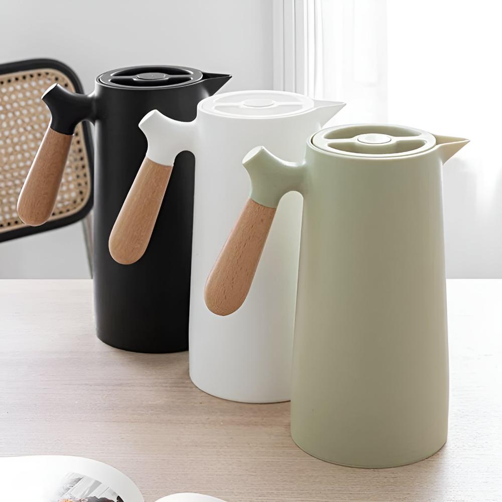 1L Thermal Carafe with Insulation and Wooden Grip