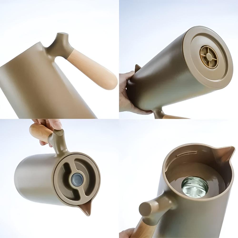 1L Thermal Carafe with Insulation and Wooden Grip