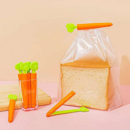 Set of 5 Fun Carrot-Shaped Food Sealing Clips
