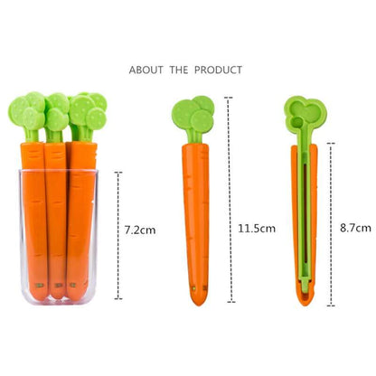 Set of 5 Fun Carrot-Shaped Food Sealing Clips