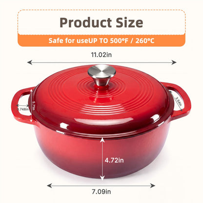 6-Quart Enameled Cast Iron Casserole for Baking and Stewing
